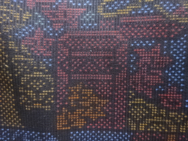 JAPANESE KIMONO / ANTIQUE KIMONO / SILK / DORO OSHIMA TSUMUGI / WOVEN FLORAL PLANTS / 5MARUKI